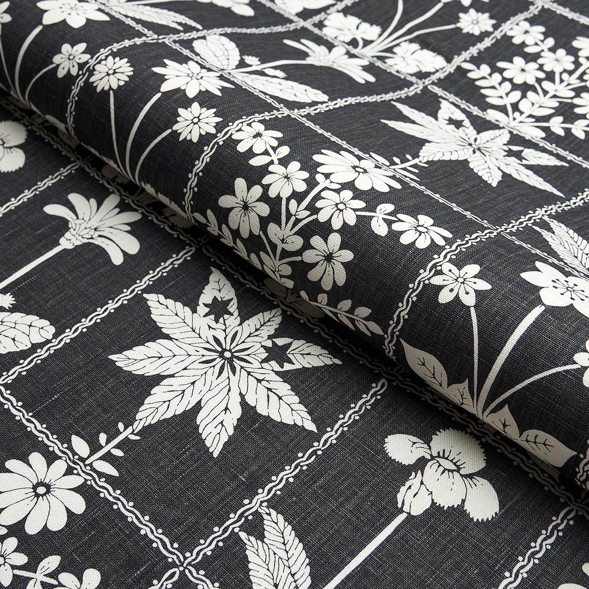 Schumacher Georgia Wildflowers Black Fabric