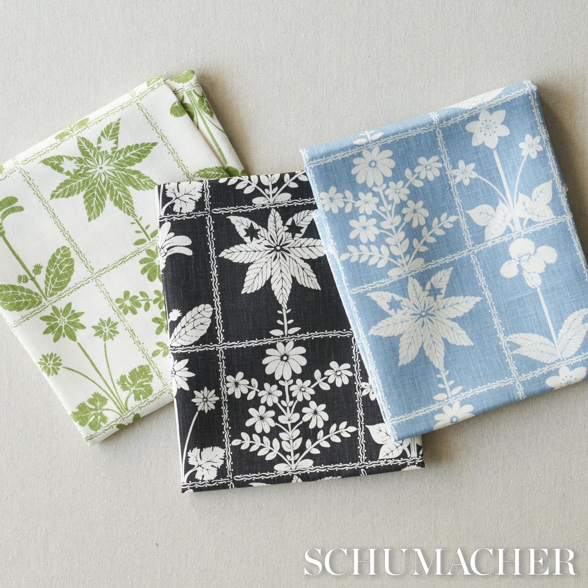 Schumacher Georgia Wildflowers Black Fabric