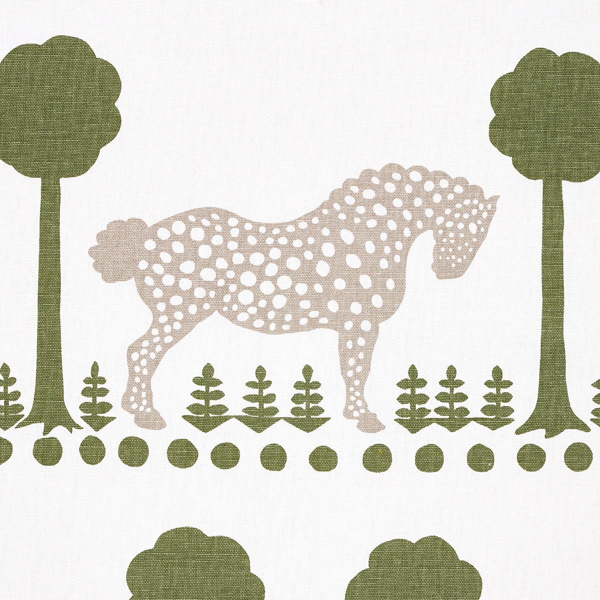 Schumacher Polka Dot Pony Olive Fabric