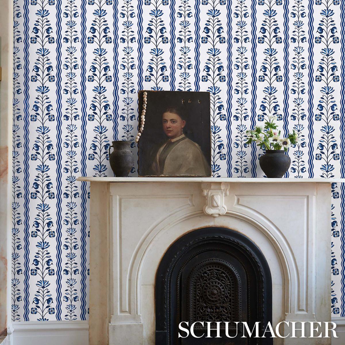 Schumacher Delft Waves Blue Wallpaper – DecoratorsBest
