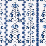 Schumacher Delft Waves Blue Wallpaper