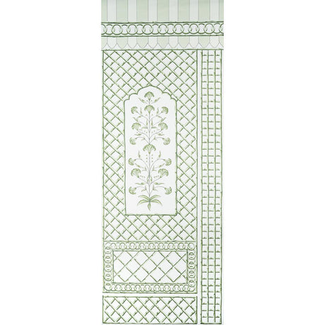 Schumacher Bamboo Trellis Panel A Green Wallpaper