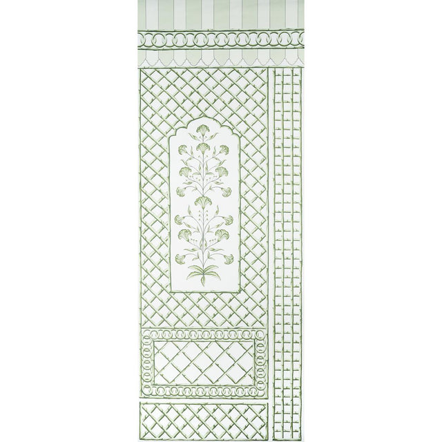 Schumacher Bamboo Trellis Panel A Green Wallpaper