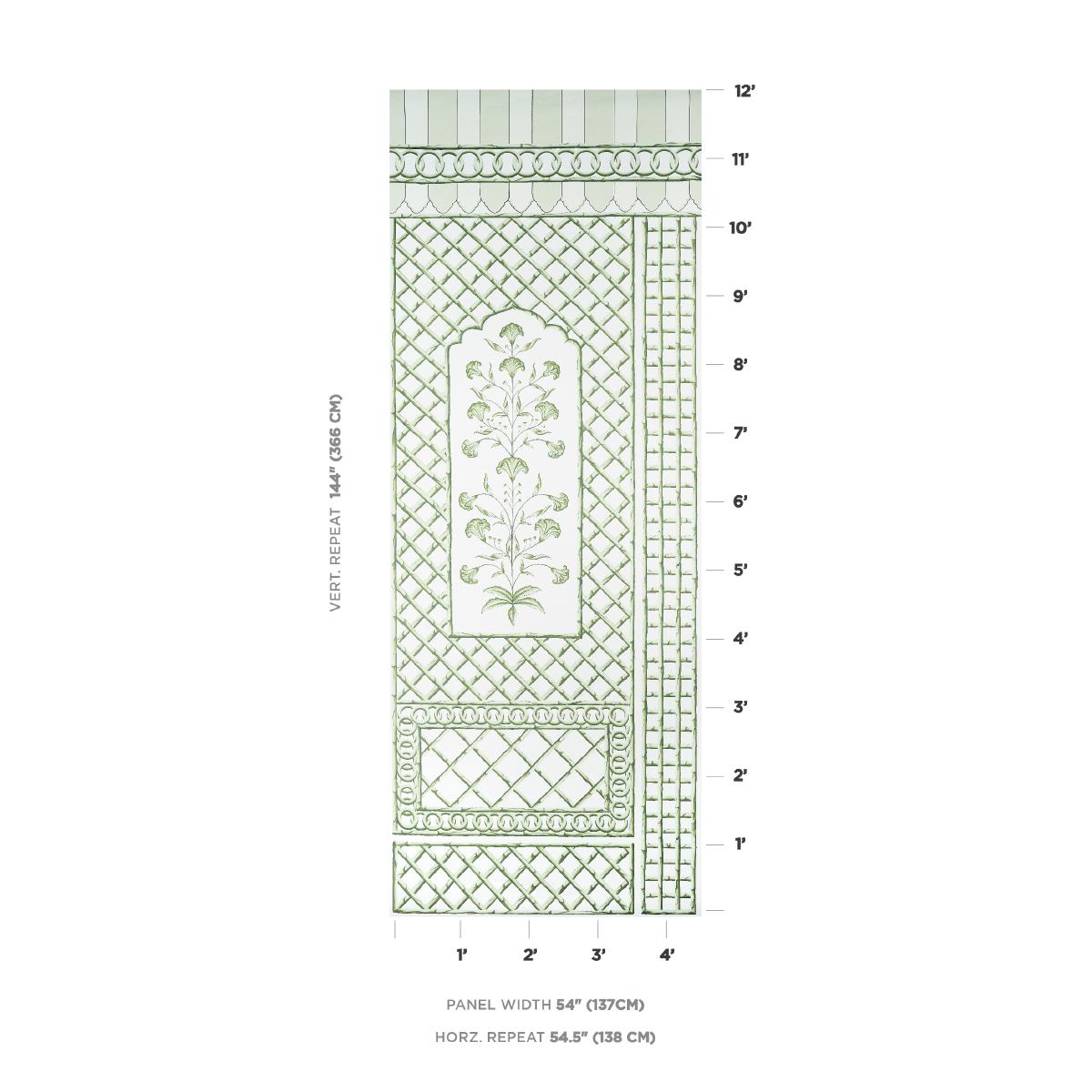 Schumacher Bamboo Trellis Panel A Green Wallpaper