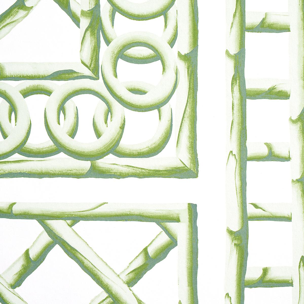 Schumacher Bamboo Trellis Panel A Green Wallpaper