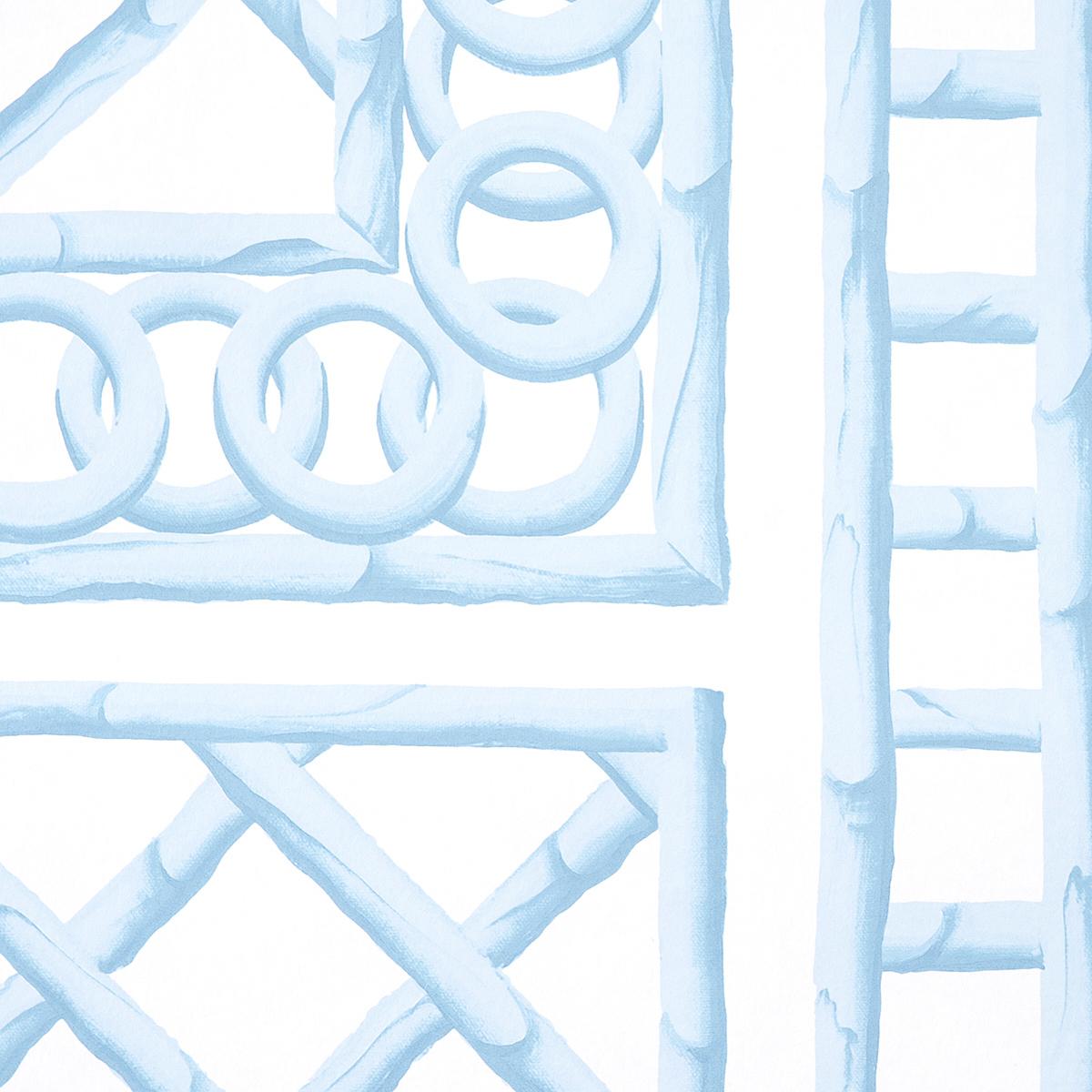 Schumacher Bamboo Trellis Panel A Blue Wallpaper