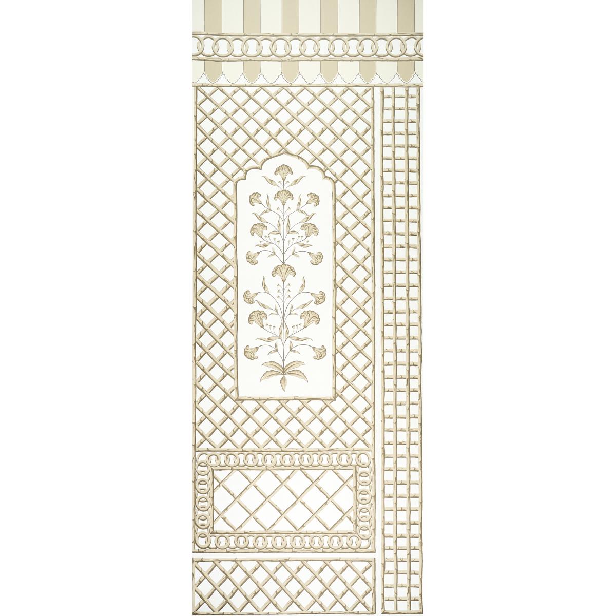 Schumacher Bamboo Trellis Panel A Neutral Wallpaper