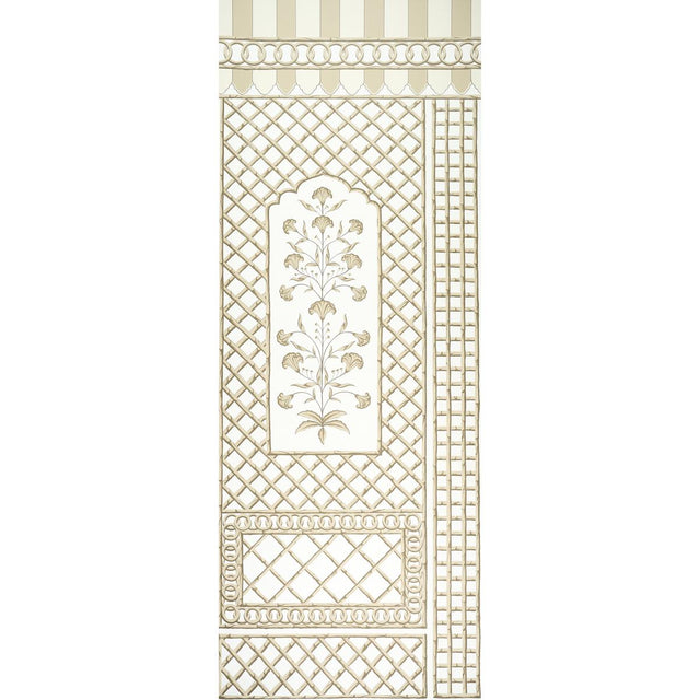 Schumacher Bamboo Trellis Panel A Neutral Wallpaper