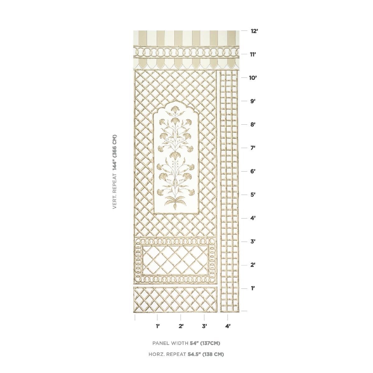 Schumacher Bamboo Trellis Panel A Neutral Wallpaper