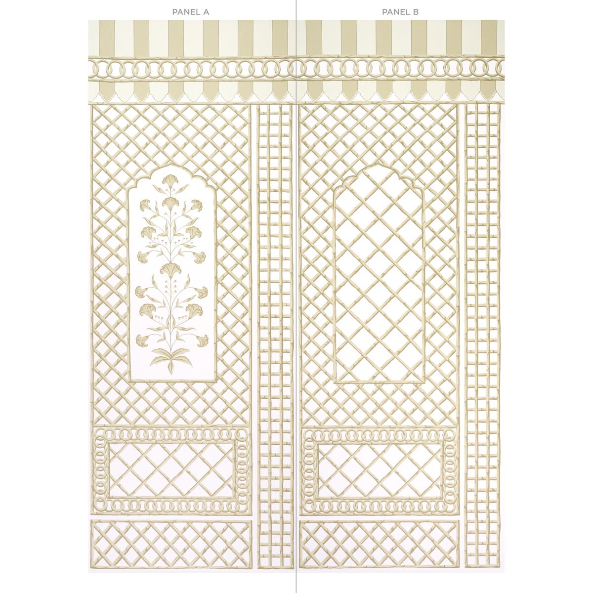 Schumacher Bamboo Trellis Panel A Neutral Wallpaper