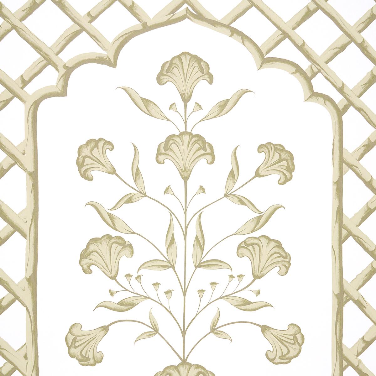 Schumacher Bamboo Trellis Panel A Neutral Wallpaper