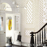 Schumacher Bamboo Trellis Panel A Neutral Wallpaper