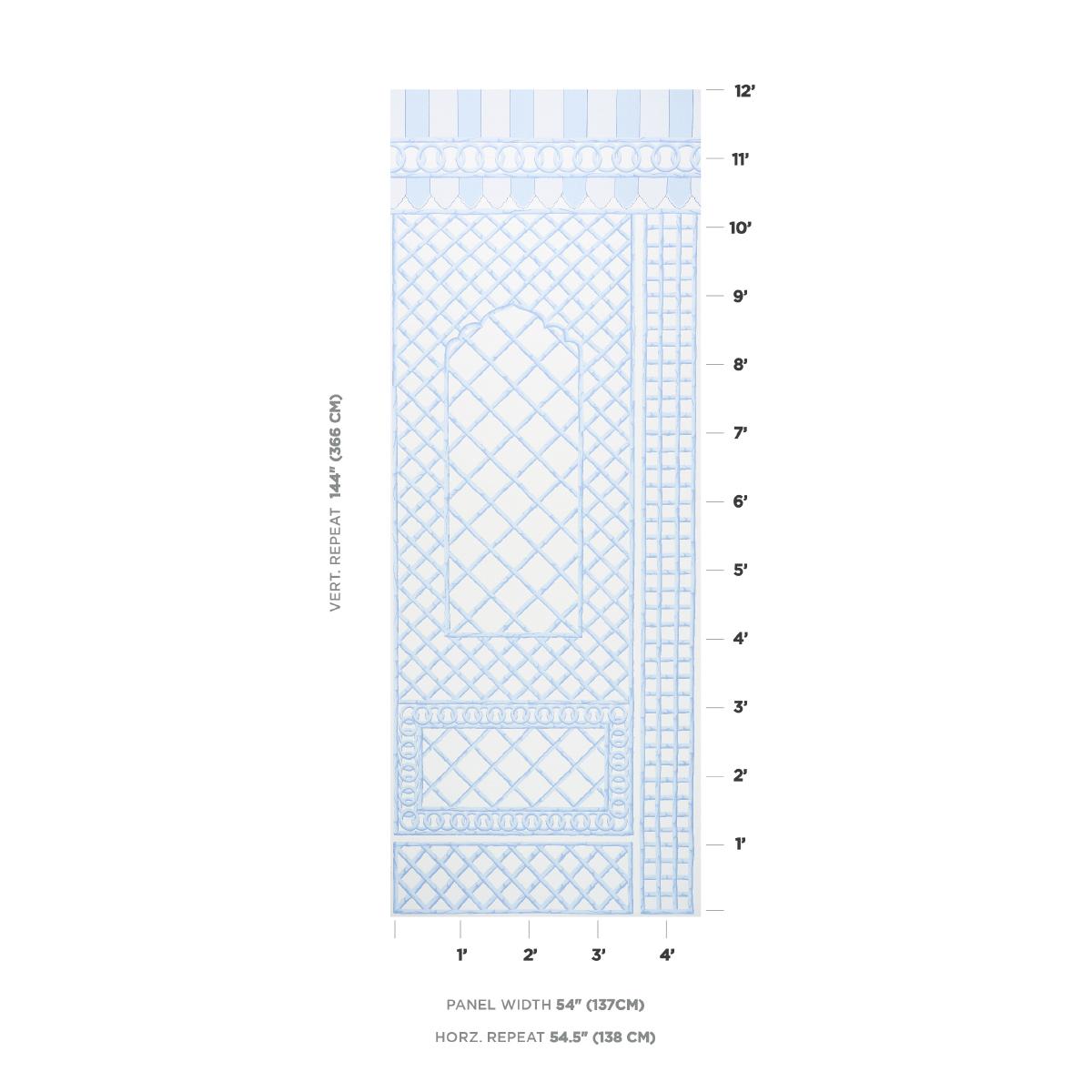 Schumacher Bamboo Trellis Panel B Blue Wallpaper – DecoratorsBest