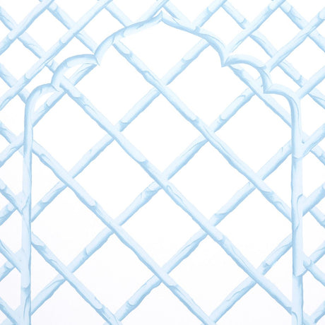 Schumacher Bamboo Trellis Panel B Blue Wallpaper