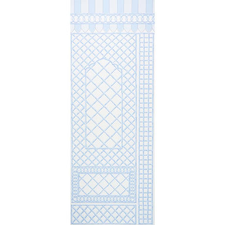 Schumacher Bamboo Trellis Panel B Blue Wallpaper