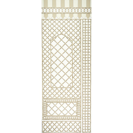 Schumacher Bamboo Trellis Panel B Neutral Wallpaper