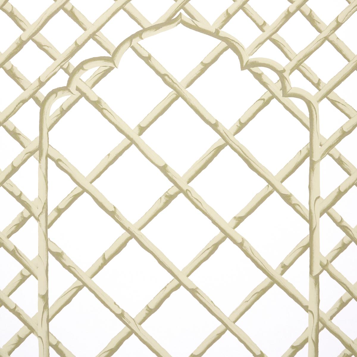 Schumacher Bamboo Trellis Panel B Neutral Wallpaper