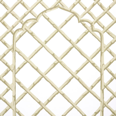 Schumacher Bamboo Trellis Panel B Neutral Wallpaper