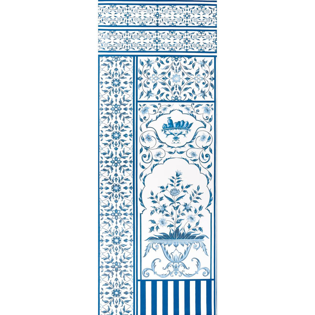 Schumacher Mughal Garden Panel A Blue Wallpaper