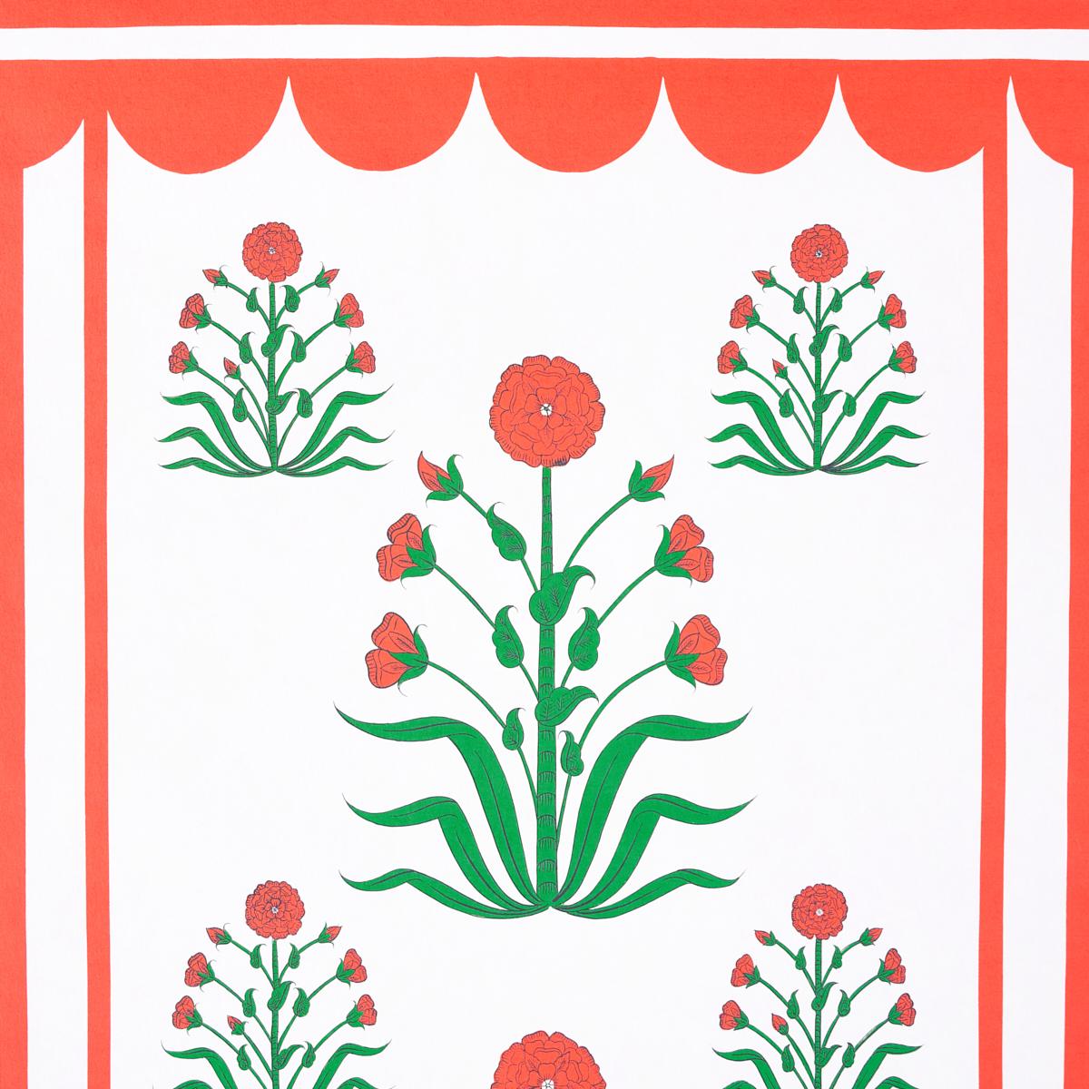 Schumacher Royal Poppy Panel A Red Wallpaper