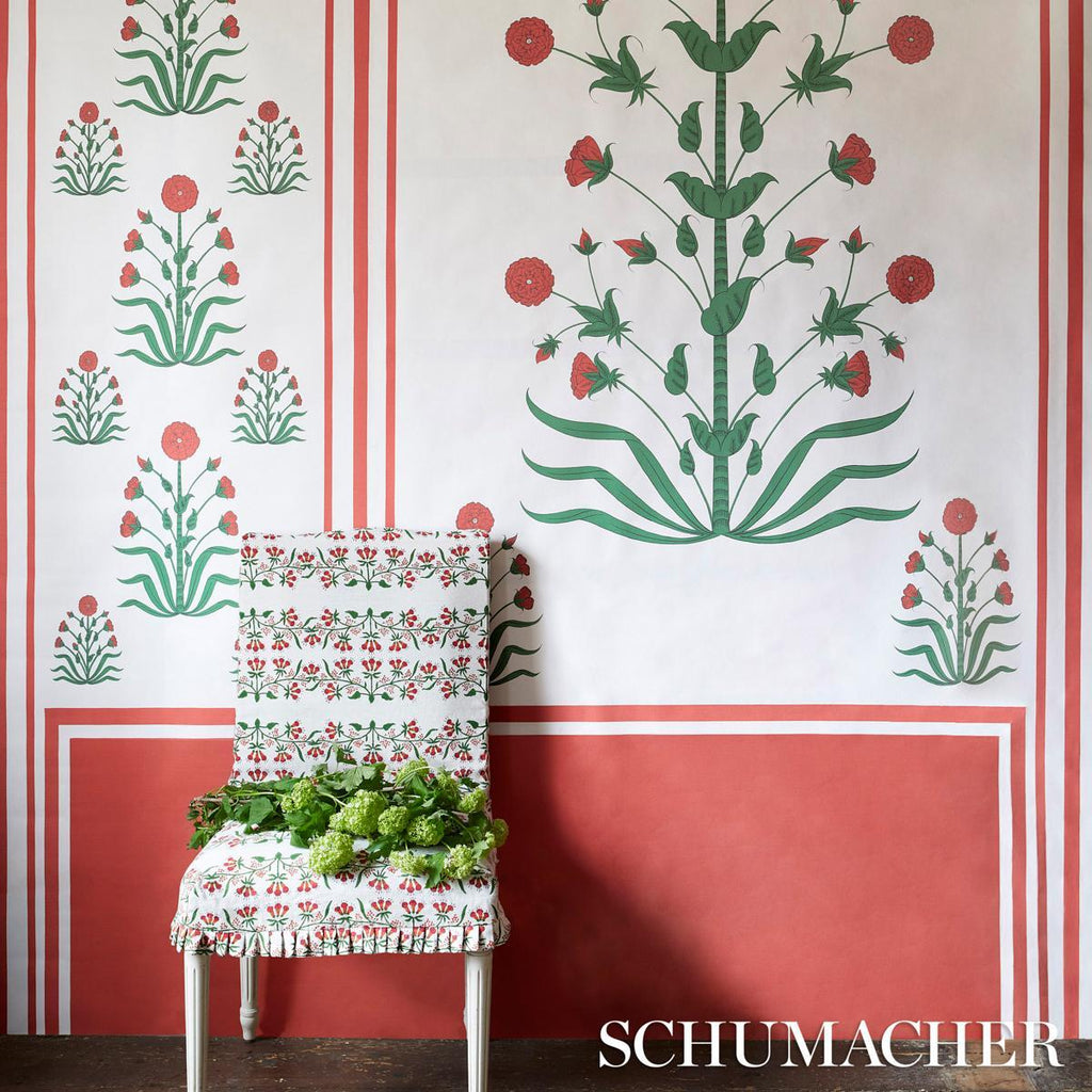 Schumacher Royal Poppy Panel A Red Wallpaper