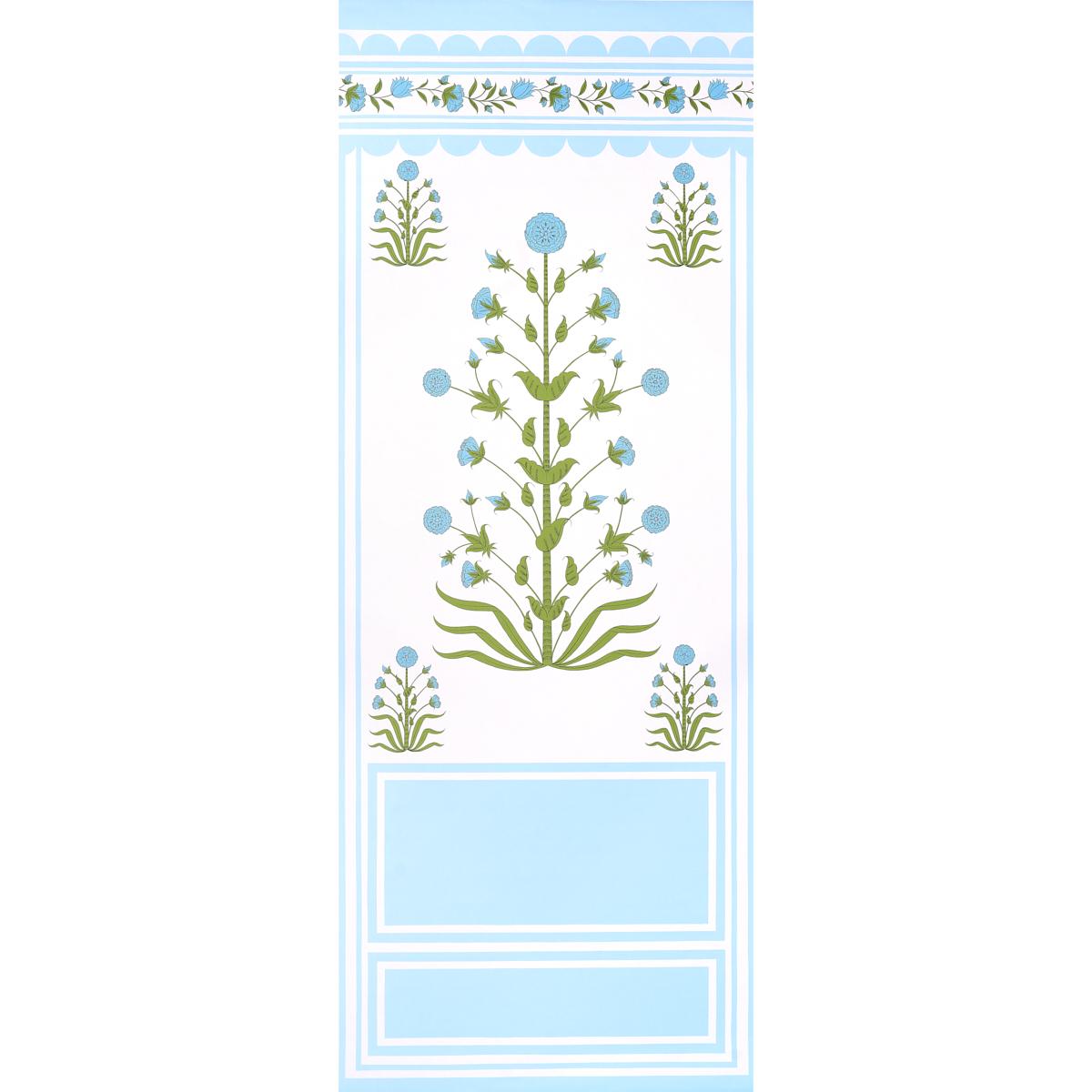 Schumacher Royal Poppy Panel A Blue Wallpaper