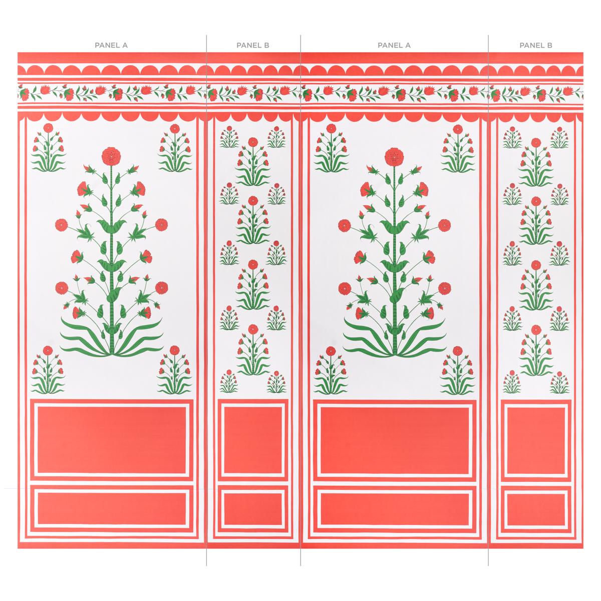 Schumacher Royal Poppy Panel B Red Wallpaper