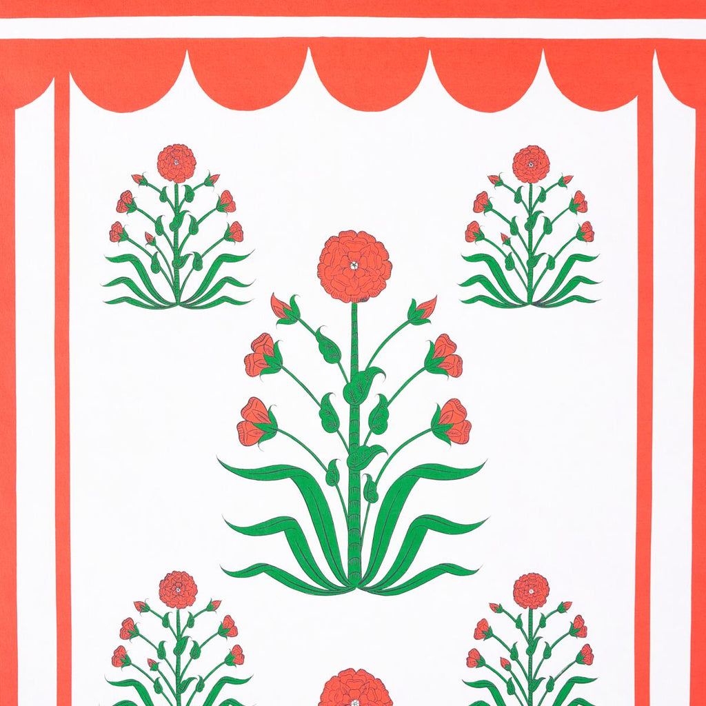 Schumacher Royal Poppy Panel B Red Wallpaper
