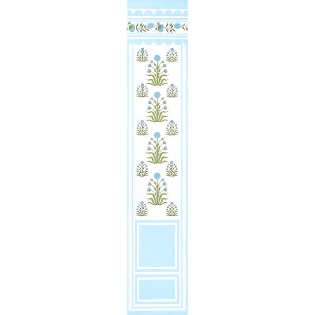 Schumacher Royal Poppy Panel B Blue Wallpaper