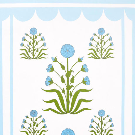 Schumacher Royal Poppy Panel B Blue Wallpaper