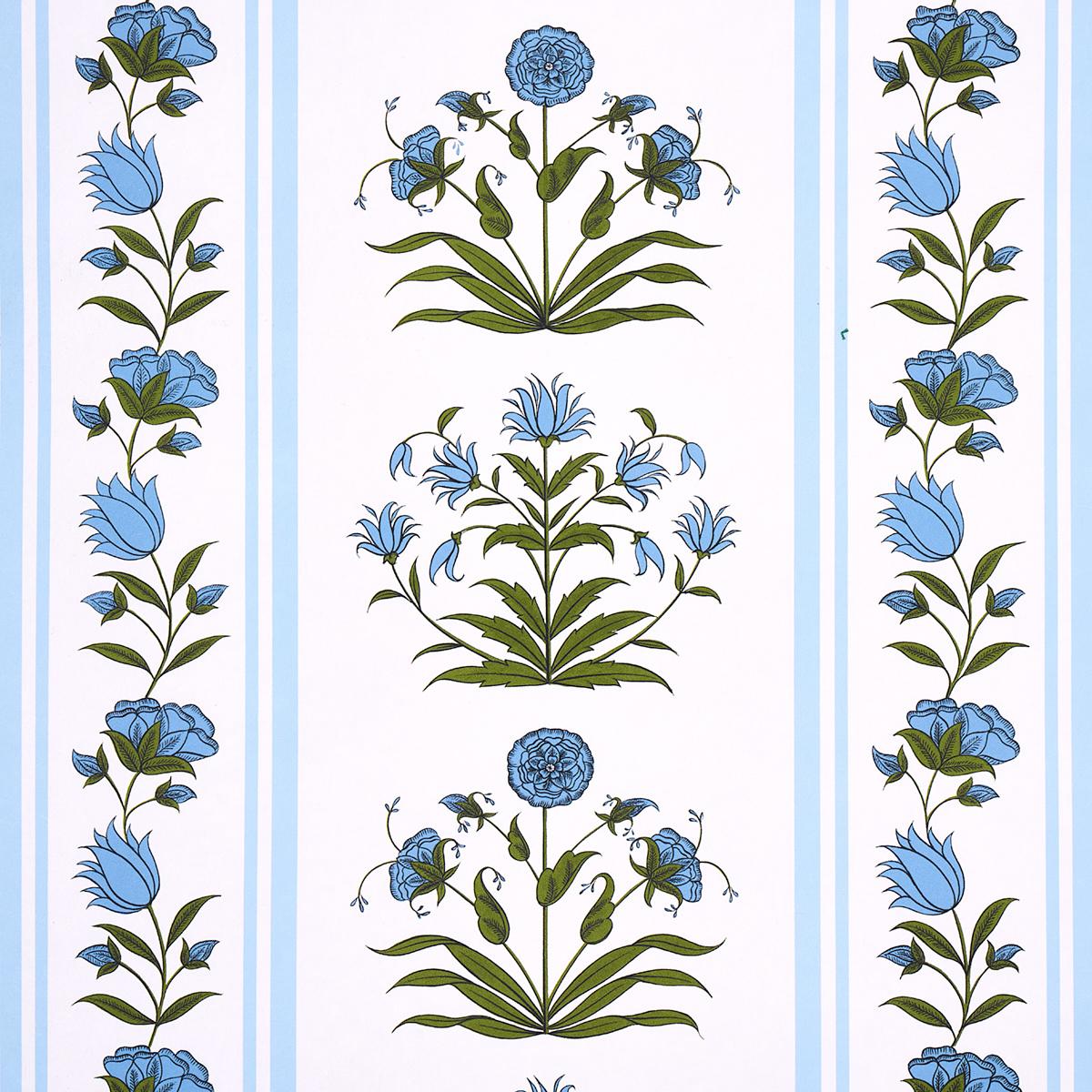 Schumacher Poppy Stripes Blue Wallpaper