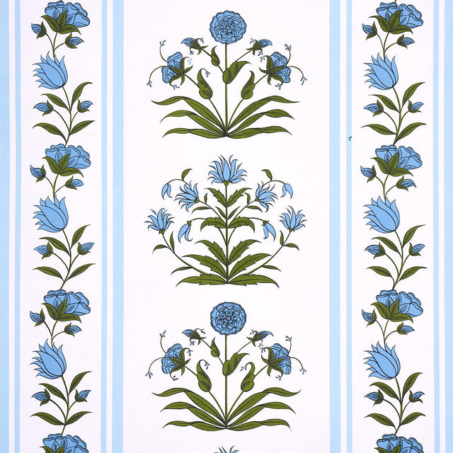 Schumacher Poppy Stripes Blue Wallpaper