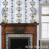 Schumacher Poppy Stripes Blue Wallpaper