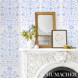 Schumacher Jaipur Mughal Flower Blue Wallpaper