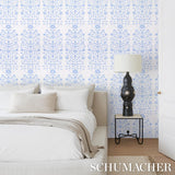 Schumacher Jaipur Mughal Flower Blue Wallpaper