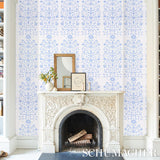 Schumacher Jaipur Mughal Flower Blue Wallpaper