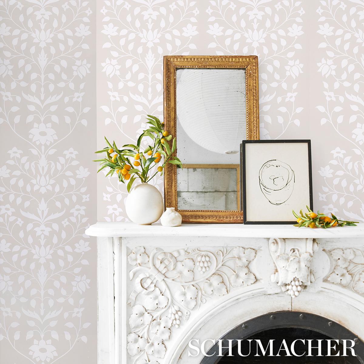 Schumacher Jaipur Mughal Flower Neutral Wallpaper