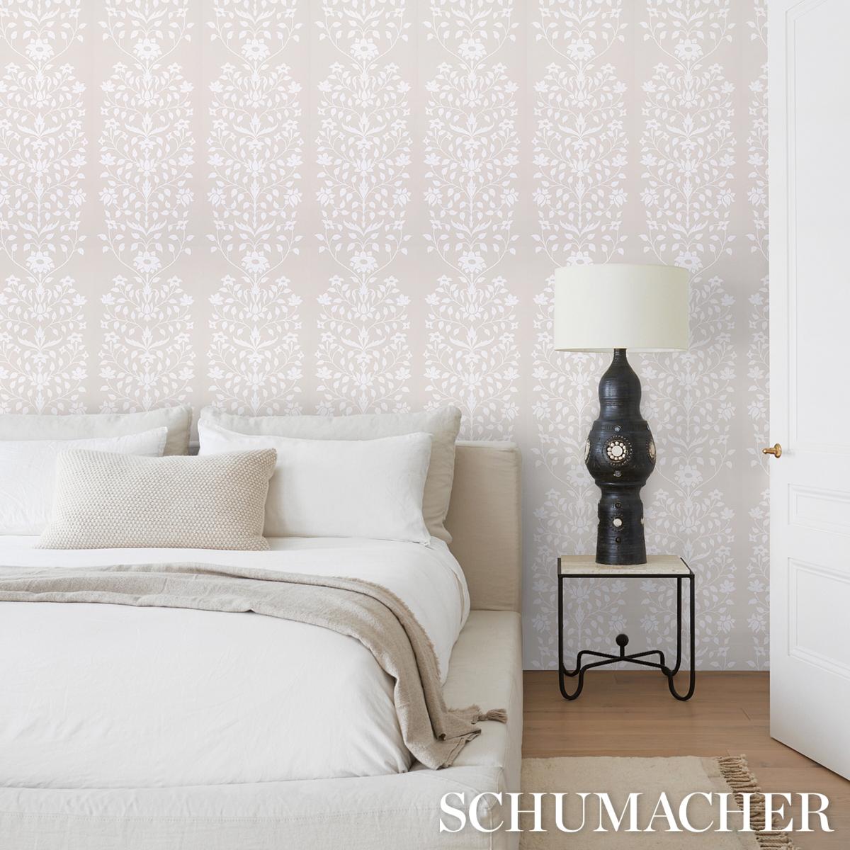 Schumacher Jaipur Mughal Flower Neutral Wallpaper