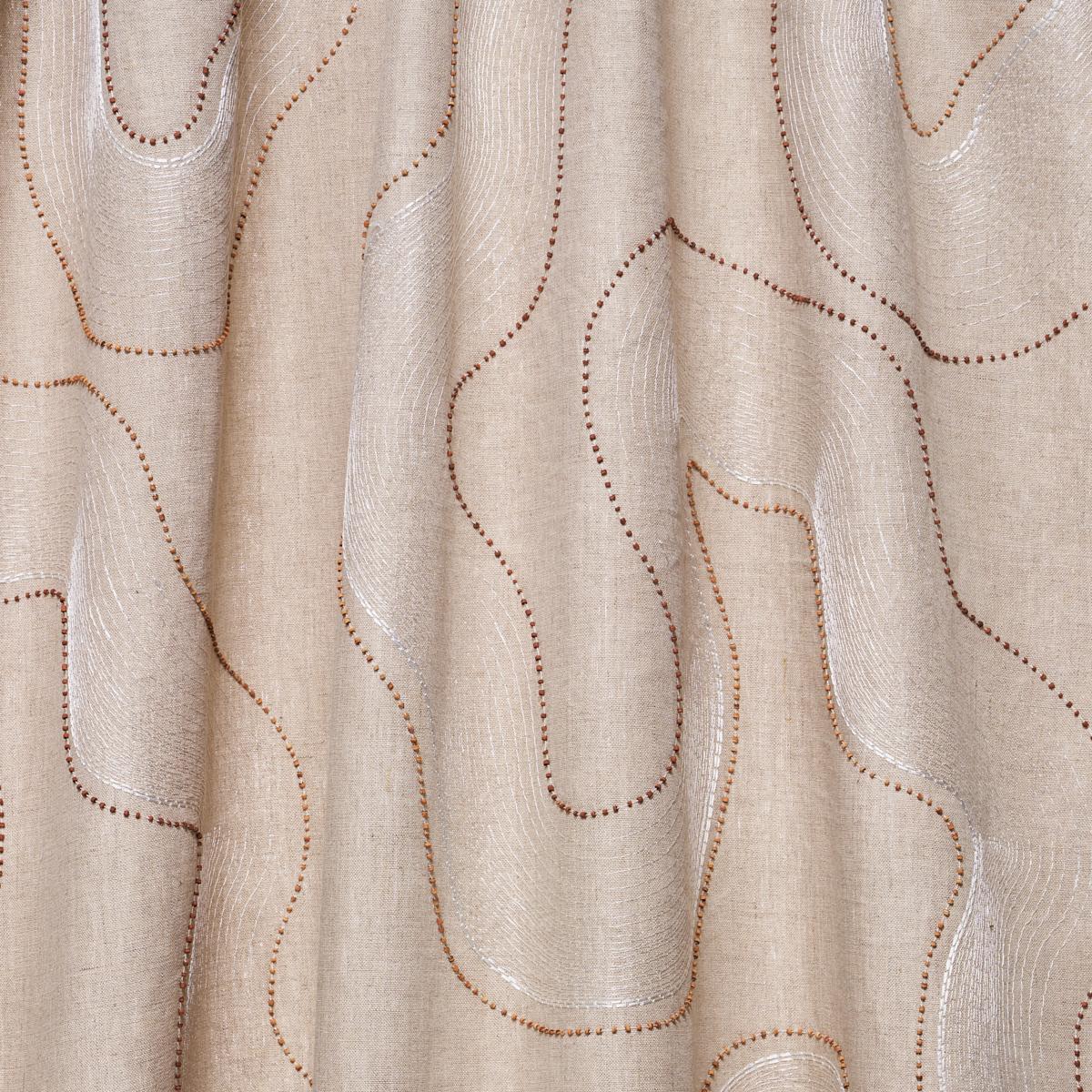 Schumacher Topo Beaded Sheer Natural Fabric