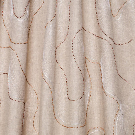 Schumacher Topo Beaded Sheer Natural Fabric