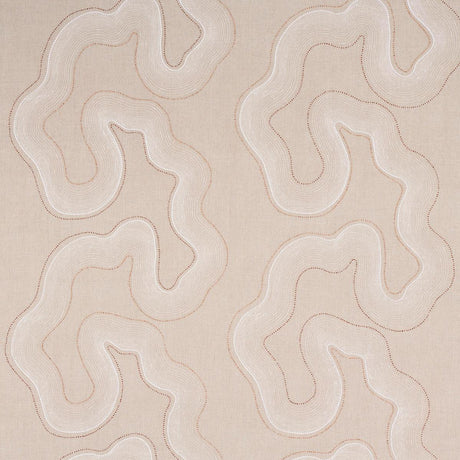 Schumacher Topo Beaded Sheer Natural Fabric