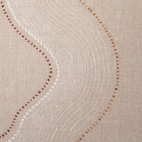 Schumacher Topo Beaded Sheer Natural Fabric