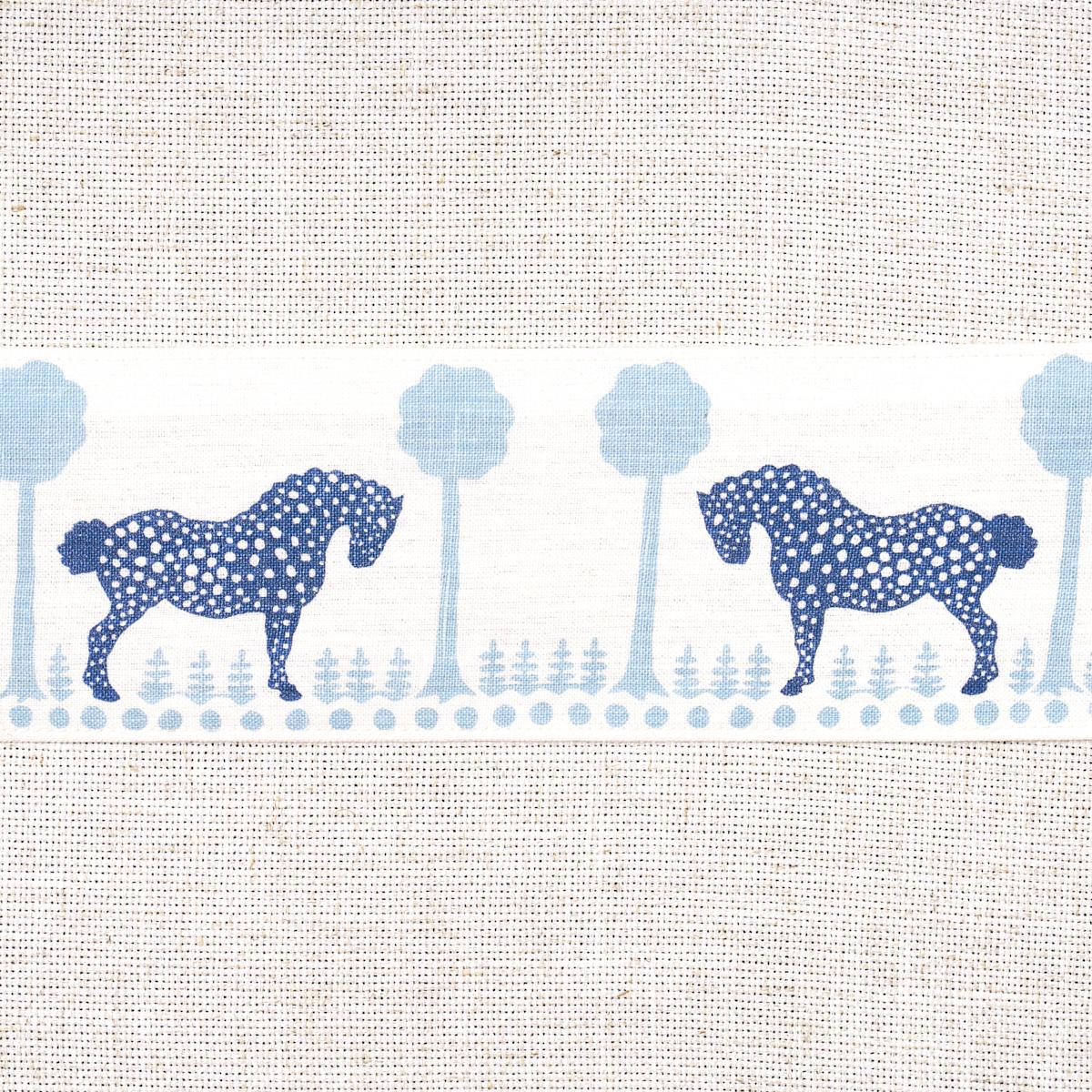 Schumacher Polka Dot Pony Tape Blue Trim