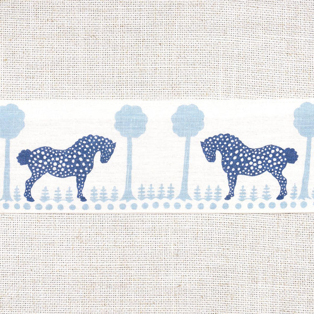 Schumacher Polka Dot Pony Tape Blue Trim