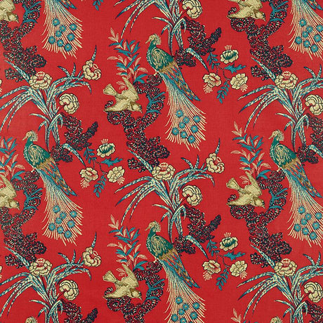 Schumacher Peacock Red Fabric