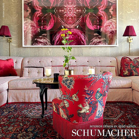 Schumacher Peacock Red Fabric