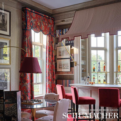 Schumacher Peacock Red Fabric