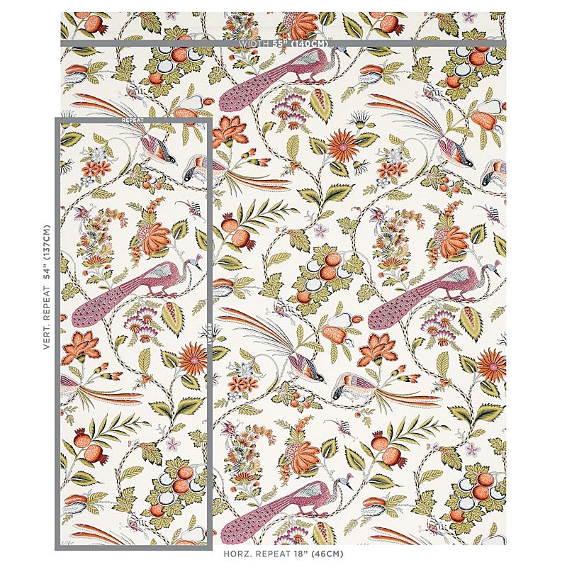 Schumacher Campagne Persimmon & Pink Fabric