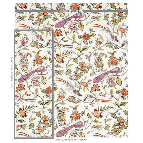 Schumacher Campagne Persimmon & Pink Fabric