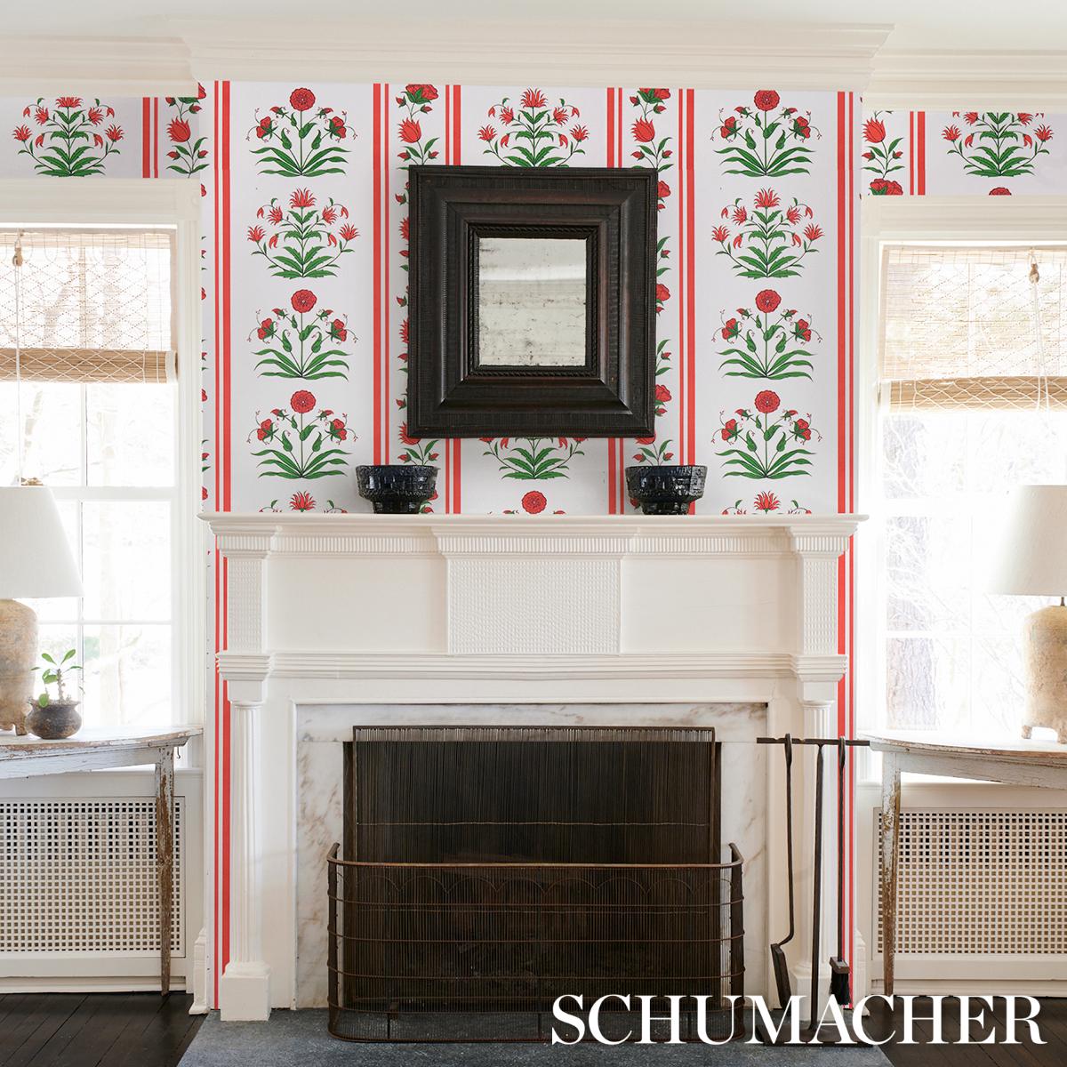Schumacher Poppy Stripes Red Wallpaper